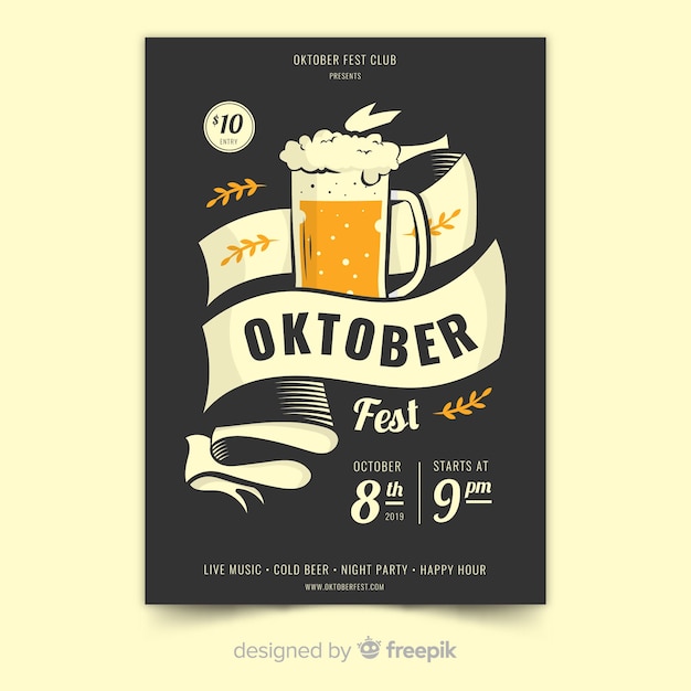 Płaski szablon oktoberfest plakat szablon