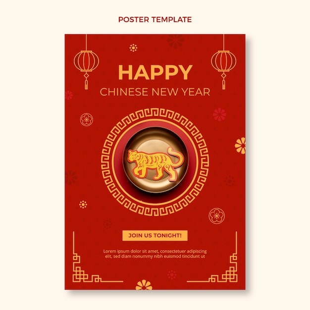 Plik wektorowy płaski szablon pionowy plakat chiński nowy rok