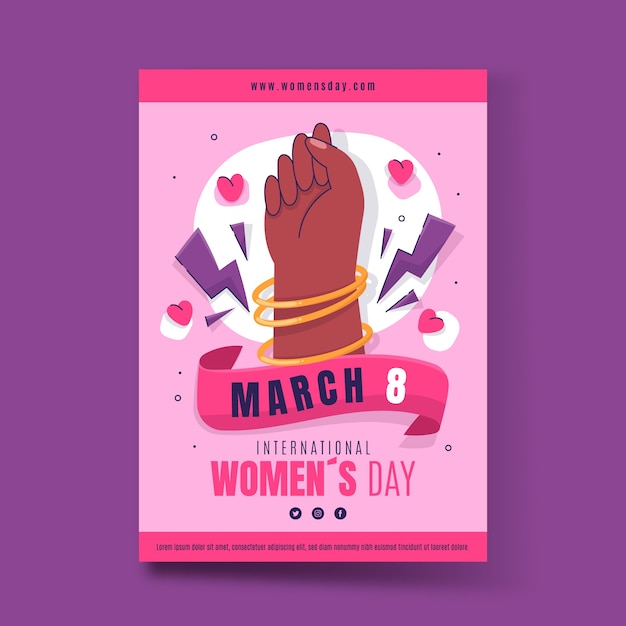Plik wektorowy płaski szablon pionowy plakat z okazji międzynarodowego dnia kobiet