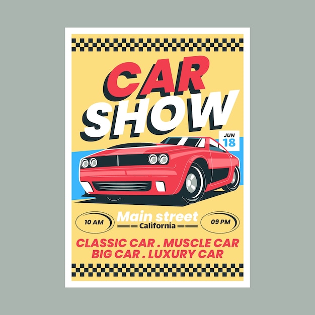 Płaski szablon plakatu pokazowego samochodu