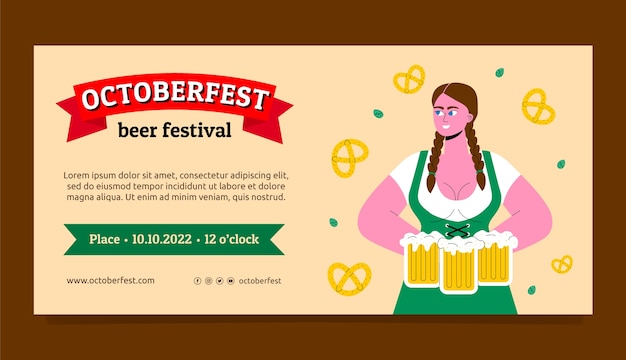 Plik wektorowy płaski szablon transparentu poziomego oktoberfest