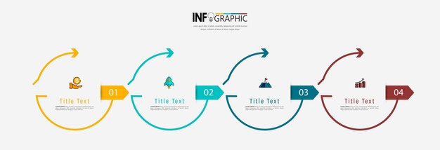 Płaski Timeline Infografika Szablon