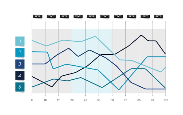 Plik wektorowy płaski wykres liniowy wykres po prostu kolor edytowalne elementy infografiki