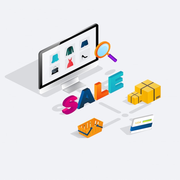 Płaskie 3d Izometryczny Sprzedaż E-commerce