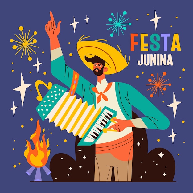 Płaskie brazylijskie festas juninas ilustracja