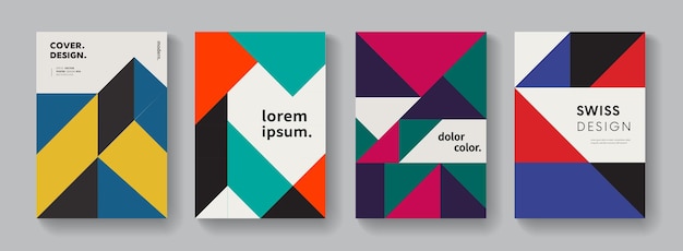 Płaskie geometryczne obejmuje projekt wektor. Kolorowa, nowoczesna kompozycja. Minimalny wzór.