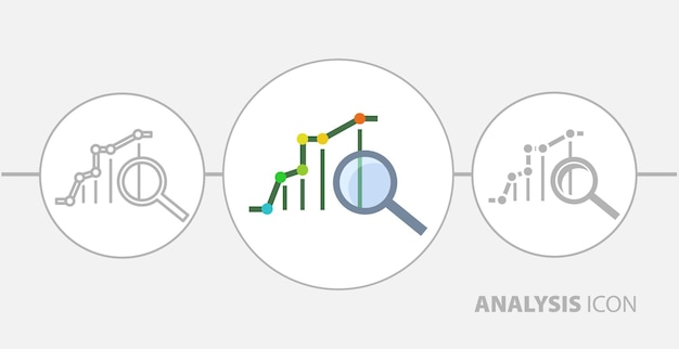 Plik wektorowy płaskie ikona analizy danych marketingowych. ikona linii analizy danych marketingowych.