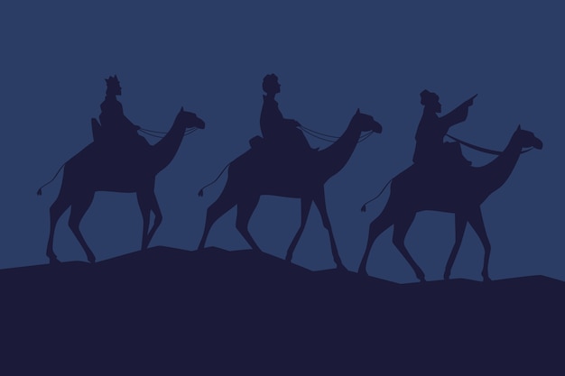 Płaskie ilustracje sylwetki Reyes Magos