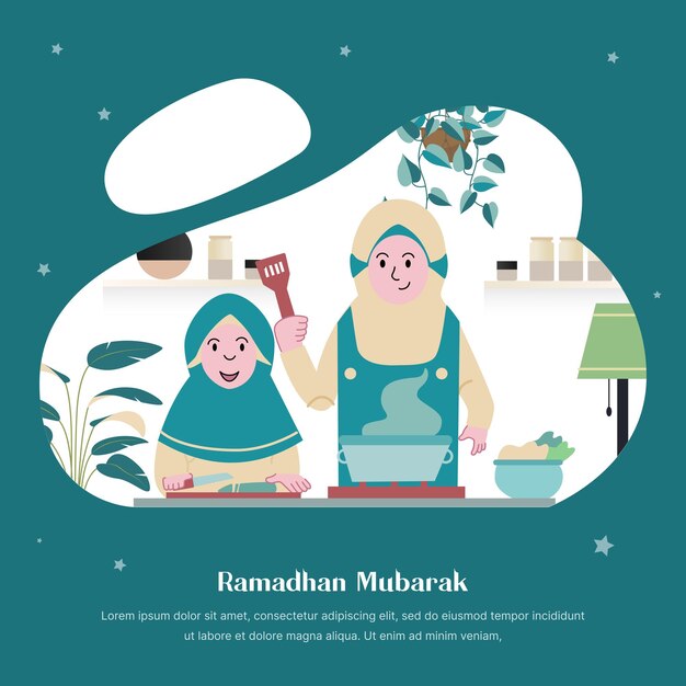 Płaskie ilustracji wektorowych edytowalny Ramadan
