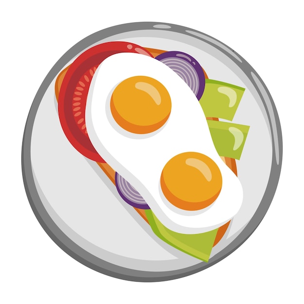 Plik wektorowy płaskie ilustracji wektorowych kanapki z jajkiem