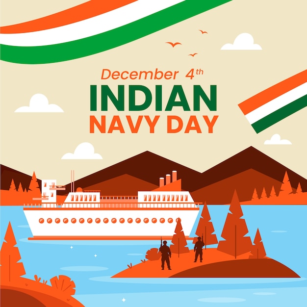 Płaskie Indyjskie Tło Dnia Marynarki Wojennej