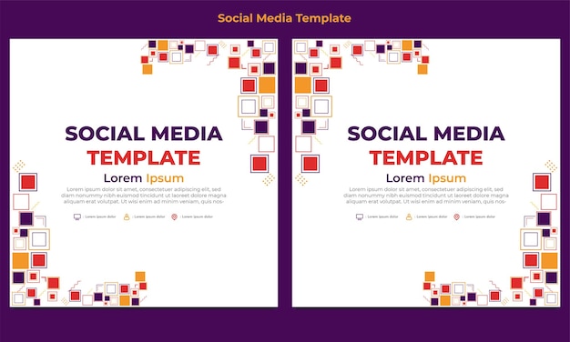 Płaskie Kolorowe Abstrakcyjne Geometryczne Szablony Postów W Mediach Społecznościowych