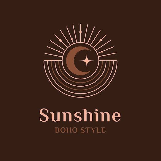 Płaskie Logo Boho Słońce