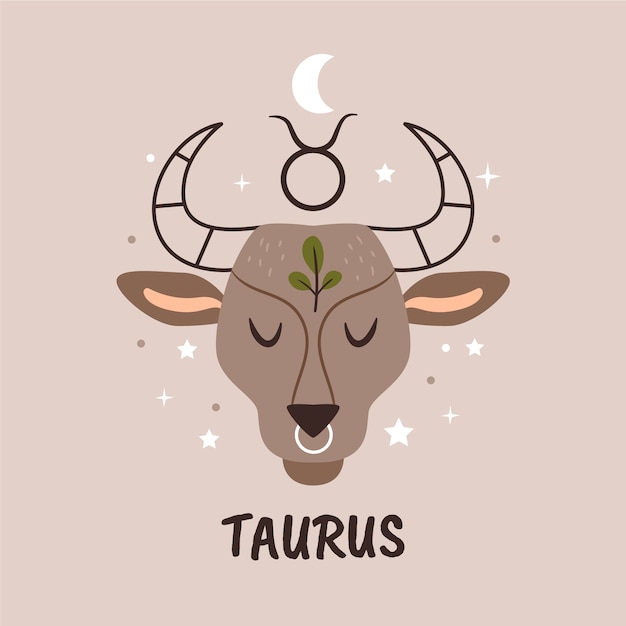 Plik wektorowy płaskie logo taurus z liśćmi