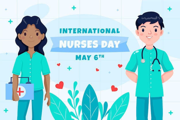 Płaskie międzynarodowe tło dnia pielęgniarek