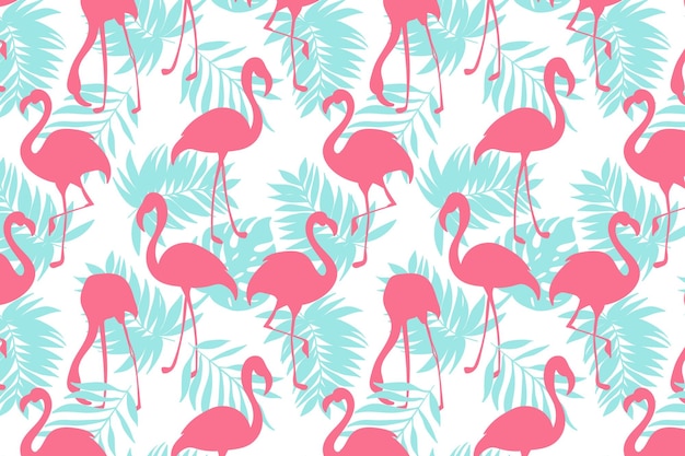 Płaskie Streszczenie Tło Ptak Flamingo