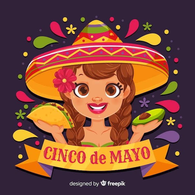 Płaskie Tło Cinco De Mayo