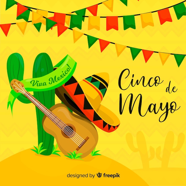 Plik wektorowy płaskie tło cinco de mayo