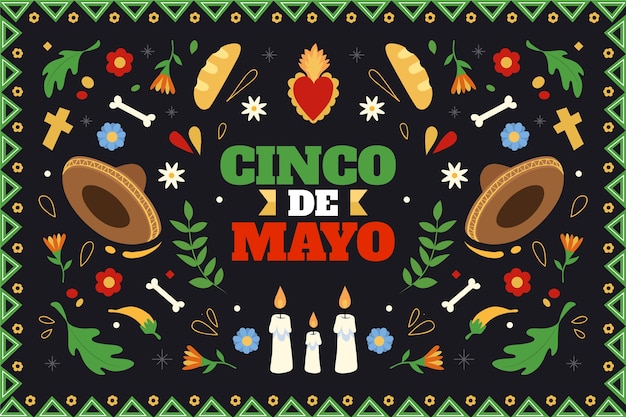 Płaskie tło cinco de mayo