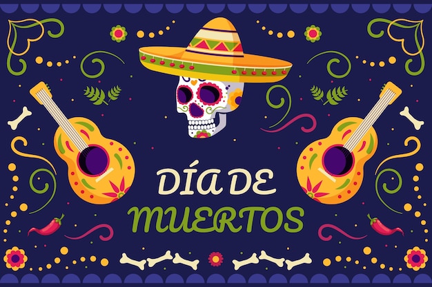 Płaskie tło dia de muertos