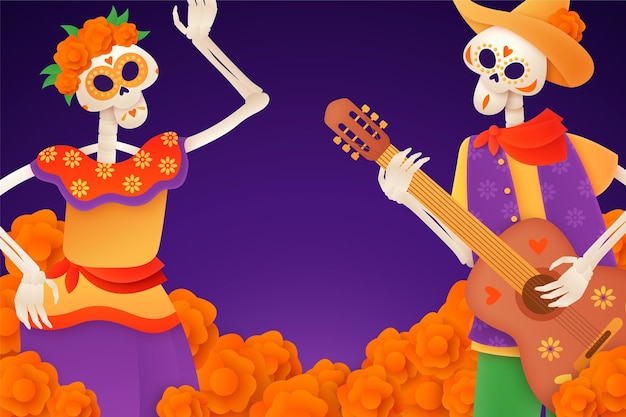 Płaskie Tło Día De Muertos