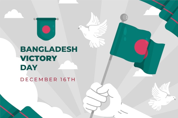 Plik wektorowy płaskie tło dzień zwycięstwa w bangladeszu