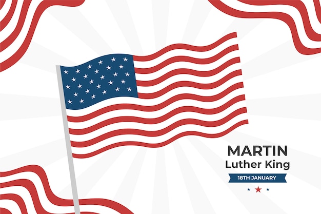 Płaskie Tło Martin Luther King Z Flagą Ameryki