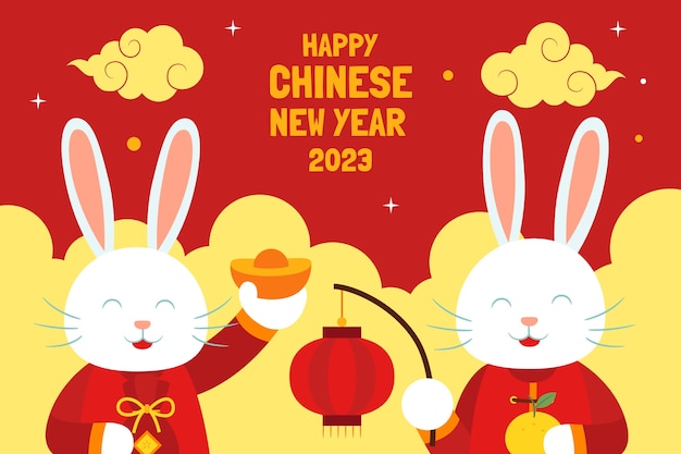 Plik wektorowy płaskie tło na obchody chińskiego nowego roku