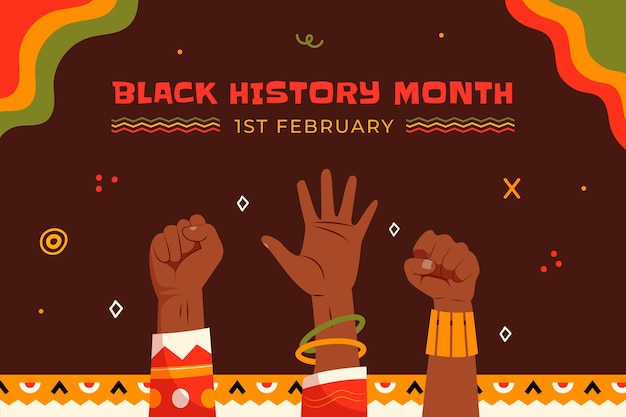 Plik wektorowy płaskie tło na świętowanie miesiąca czarnej historii