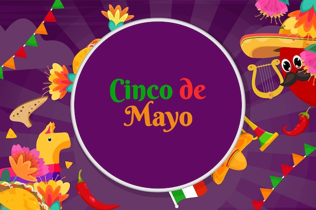 Plik wektorowy płaskie tło uroczystości cinco de mayo