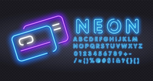 Plastikowe Karty Kredytowe Neon Light Ikona Ilustracja