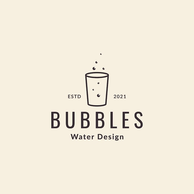 Plastikowe szkło z fajnym napojem bubble logo projekt wektor graficzny symbol ikona znak ilustracja