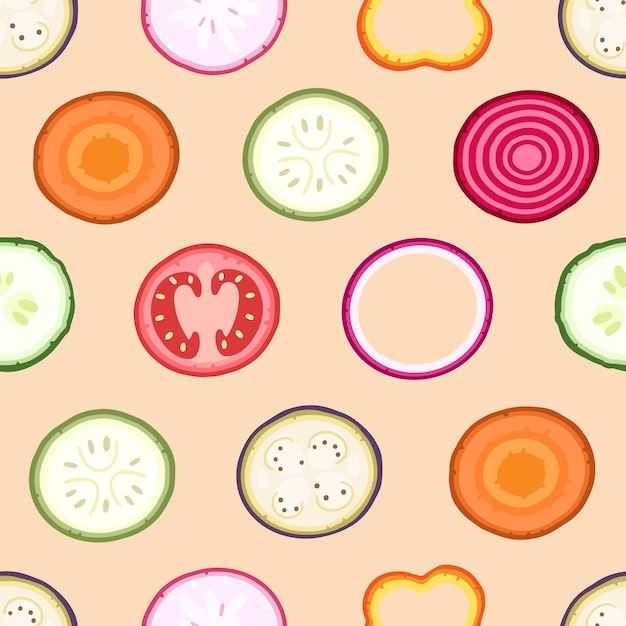 Plastry warzyw na różowym tle wzór na tle ilustracji wektorowych