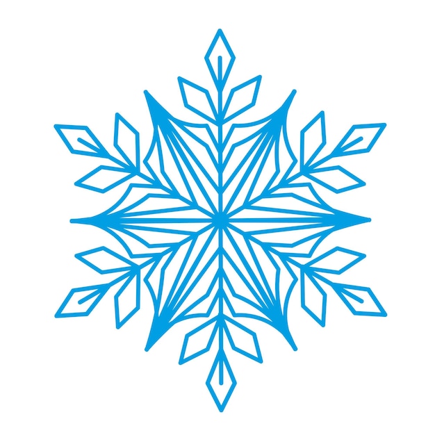 Płatek śniegu symbol niebieska sylwetka na białym tle