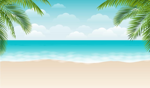 Plaża z gałęzią palmy