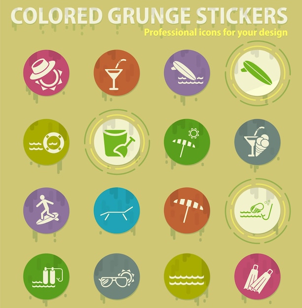 Plażowe Kolorowe Ikony Grunge