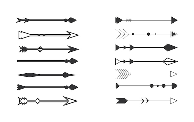 Plemienne Strzały Na Białym Tle Aztec Boho Elementy Retro Arrowvector Ilustracja Set