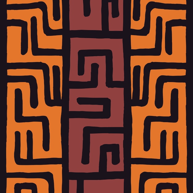 Plemienny Etniczny Kolorowy Artystyczny Wzór Z Geometrycznymi Elementami, Afrykańska Borowinowa Tkanina, Plemienny Projekt