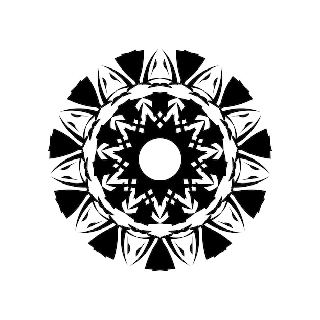 Plemienny Geometryczny Wzór Wektorów Mandali, Polinezyjski Hawajski Wzór Tatuażu Z Falami, Trójkątami I Abstrakcyjnymi Kształtami