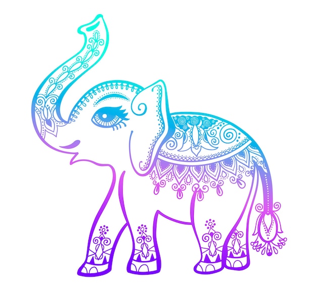 Plik wektorowy plemienny ornament indyjski vintage graficzny etniczny tatuaż słonia
