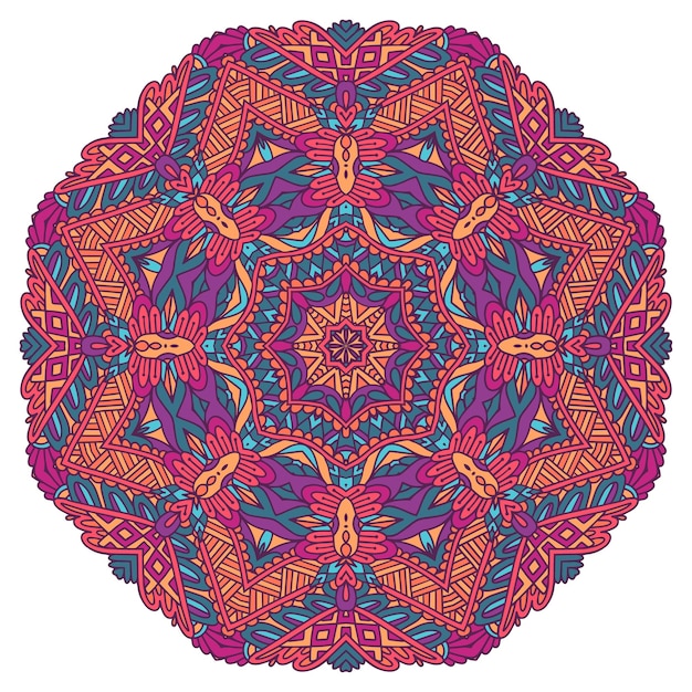 Plemienny Vintage Abstrakcyjny Kolorowy Mandala Gwiazdkowy Festiwal Ozdobny