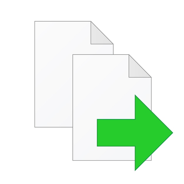 Plik wektorowy plik ikona dokumentu komputera ze strzałką kopiowania lub przenoszenia na białym tle kolorowy dokument