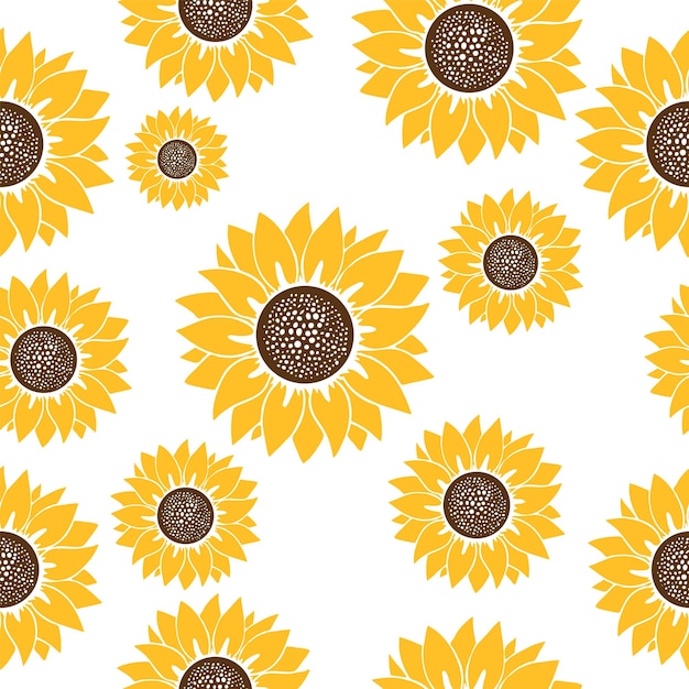Plik wektorowy plik wektorowy bez szwu wzór słonecznika żółty kwiat