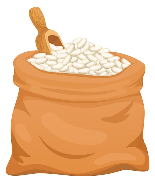 Plik wektorowy płócienny worek z ikoną kreskówki ryżu zbiory rolnicze