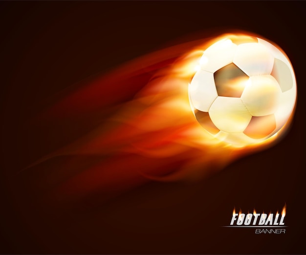 Plik wektorowy płonąca piłka piłkarska na ciemnym tle, ilustracja sportowa wektorowa