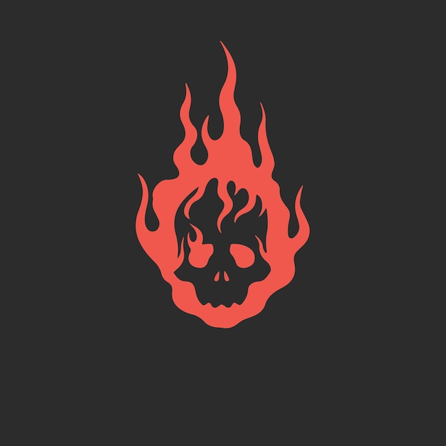 Płonące Czerwone Logo Czaszki Na Czarnym Tle Tribal Kalkomania Wzornik Tatuaż Ilustracja Wektorowa