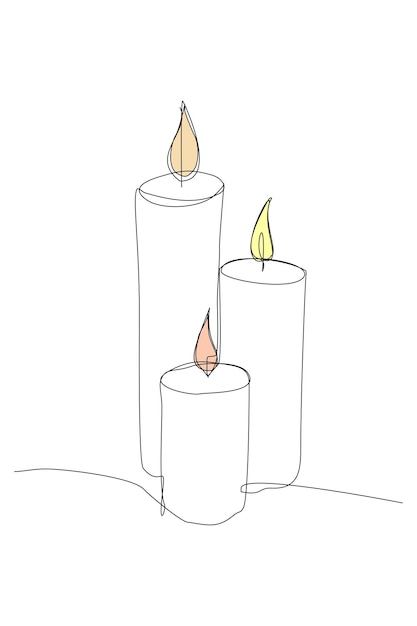 Plik wektorowy płonące świece zapachowe jedna ilustracja wektorowa sztuki linii ciągłe rysowanie linii motywu komfortu