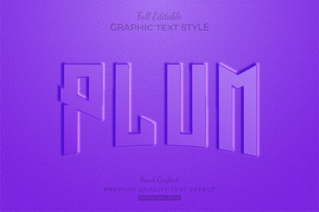 Plum Purple Embossed Editable Text Effect Style Font