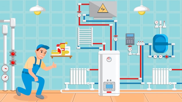 Plumbery płaska wektorowa ilustracja.