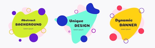 Płynny abstrakcyjny wektorowy baner zestaw płaski styl Minimalny futurystyczny kształt dla banera prezentacja logo ulotka plakat drukowanie internetowe post społeczny izolowane dynamiczne płynne geometryczne tło 10 eps